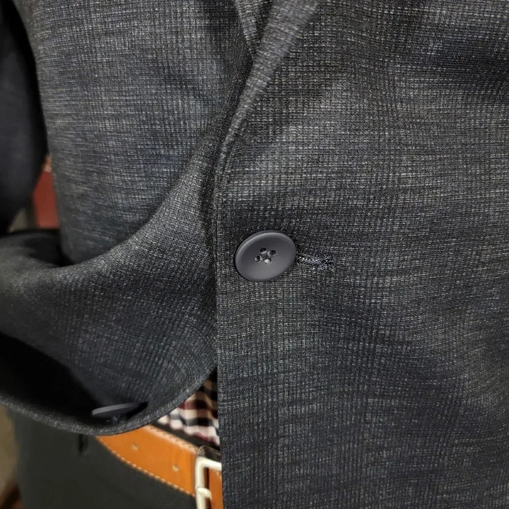 Joseph Abboud Men's Sport Coat‎ Blazer Two Button Navy Blue Plaid Slim Fit XLT